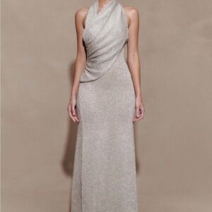 Elegant Silver Evening Gown